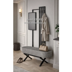 Ławka Do Przedpokoju Z Wieszakiem I Lustrem Metalowa Siedzisko Tapicerowane Stal LMW-5